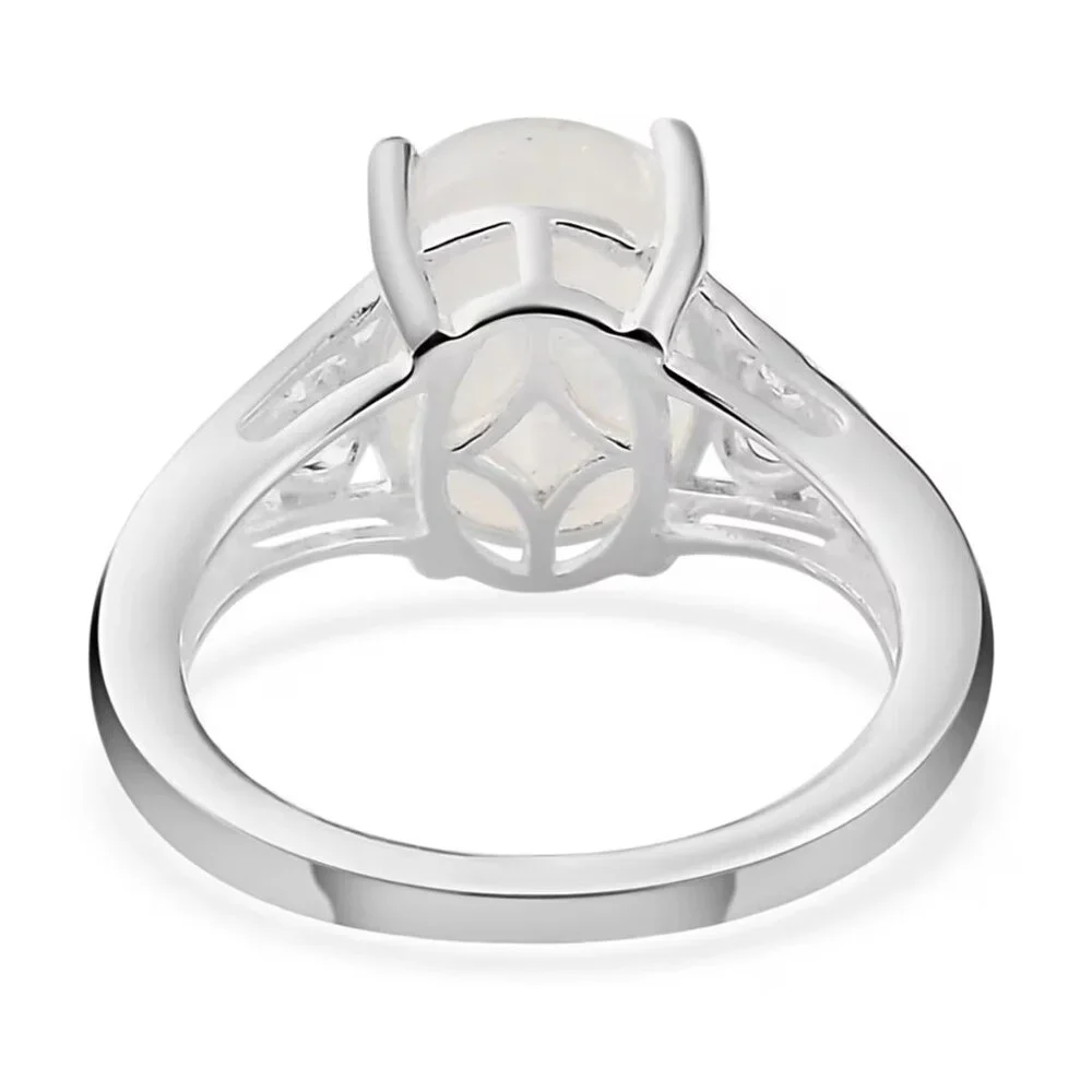 NWT Kuisa Rainbow Moonstone Solitaire‎ Ring in Sterling Silver 3.10 ctw